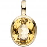 Anhänger oval 585 Gelbgold mit Citrin | Edelsteine