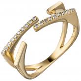 Damen Ring 585 Gelbgold mit 19 Brillanten 0,15ct. plastisch abstrakt | Gelbgoldschmuck