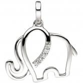 Anhänger "Elefant" 333 Weißgold mit 5 Zirkonia weiß | Weißgoldschmuck