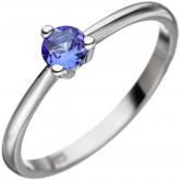 Damen Ring 585 Weißgold mit Tansanit Solitär-Stil | Edelsteine