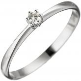 Damen Ring 585 Weißgold mit Brillant Solitär-Design | Edelsteine