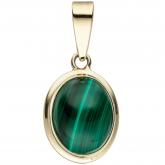Anhänger oval 585 Gelbgold mit Malachit | Edelsteine