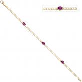 Armband 585 Gelbgold mit 3 Rubinen 19,5 cm | Edelsteine