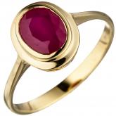 Damen Ring oval 585 Gelbgold mit Rubin | Edelsteine