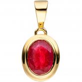 Anhänger oval 585 Gelbgold mit Rubin | JOBO