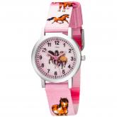 JOBO Quarz Analog Kinder Armbanduhr "Pferde" Aluminium rosa | Uhren