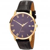 JOBO Quarz analog Herren Armbanduhr Edelstahl, Zifferblatt blau, Lederband | Uhren