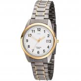 JOBO Quarz Analog Herren Armbanduhr Titan/teilvergoldet arabische Zahlen