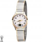 JOBO Damen Funk Armbanduhr Edelstahl/teilvergoldet Flexband | JOBO