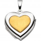 Medaillon "Herz" für 2 Fotos 333 Weiß-/Gelbgold bicolor | Weißgoldschmuck