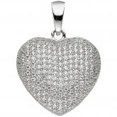 Anhänger "Herz" 925 Sterling Silber Vorderseite mit Zirkonia weiß | Silberschmuck