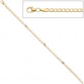 Panzer-Armband 333 Gelbgold mit 3 Blautopasen 19 cm | Gelbgoldschmuck