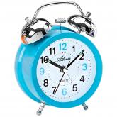 Atlanta Quarz analog Doppel-Glocken-Wecker Metall hellblau mit Licht | Atlanta