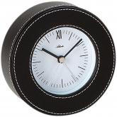 Atlanta Quarz analog Wecker in Leder-Optik schwarz rund | Uhren