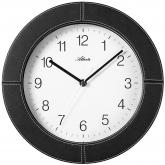 Atlanta Quarz analog Wanduhr rund in Leder-Optik schwarz | Atlanta
