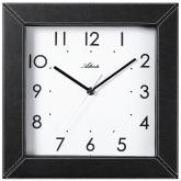 Atlanta Quarz analog Wanduhr quadratisch in Leder-Optik schwarz | Atlanta