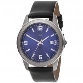 JOBO Quarz analog Herren Armbanduhr blau Titan Lederband schwarz