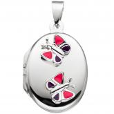 Kinder Medaillon "Schmetterling" mit Lack pink/lila 925 Silber