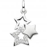 Anhänger "Stern Trio" 925 Sterling Silber mit 13 Zirkonia weiß | JOBO