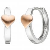 Kinder Creolen "Herz" 925 Silber/teilrotvergoldet | Rosé- und Rotgoldschmuck