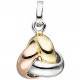 Knoten-Anhänger tricolor 925 Sterling Silber und vergoldet | Vergoldet
