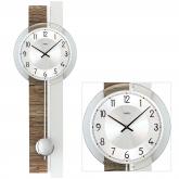 AMS Quarz Wanduhr mit Pendel Holz in silberfarben und nussbaumfarben AMS Quarz Wanduhr mit Pendel Holz in silberfarben und nussbaumfarben