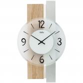 AMS Quarz analog Wanduhr Holz silberfarben und Sonoma Optik mit Glas AMS Quarz analog Wanduhr Holz silberfarben und Sonoma Optik mit Glas