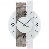AMS Quarz analog Wanduhr Holz silberfarben mit Naturstein-Optik AMS Quarz analog Wanduhr Holz silberfarben mit Naturstein-Optik