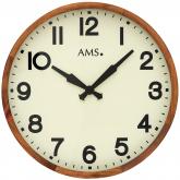 AMS Quarz analog Wanduhr rund Holzrahmen massiv Antik-Look AMS Quarz analog Wanduhr rund Holzrahmen massiv Antik-Look