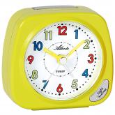 Atlanta Quarz analog Kinderwecker gelb leise mit Licht | Atlanta