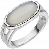 Damen Ring 585 Weißgold mit Mondstein-Cabochon | Edelsteine