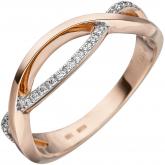 Damen Ring 585 Rotgold mit 20 Brillanten 0,11 ct. geschwungen