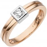 Damen Ring 375 Rotgold bicolor mit Zirkonia weiß | Rosé- und Rotgoldschmuck