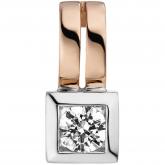 Anhänger 375 Rotgold bicolor mit Zirkonia weiß quadratisch | Rosé- und Rotgoldschmuck