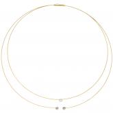 Collier 2-reihig 750 Gelb-/Weißgold mit 3 Brillanten 0,15 ct. 42 cm | Gelbgoldschmuck