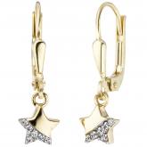 Kinder Boutons "Stern" 375 Gelbgold mit 12 Zirkonia weiß | Gelbgoldschmuck