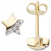 Kinder Ohrstecker "Stern" 375 Gelbgold mit 12 Zirkonia weiß | Gelbgoldschmuck