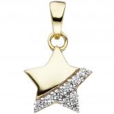 Kinder Anhänger "Stern" 375 Gelbgold mit 9 Zirkonia weiß | Gelbgoldschmuck