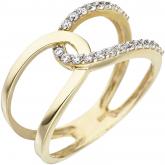 Damen Ring 2-reihig 375 Gelbgold mit 22 Zirkonia weiß modern | Gelbgoldschmuck