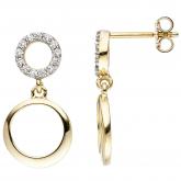 Ohrstecker 375 Gelbgold mit 26 Zirkonia weiß Ring-Design