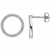 Ohrstecker ringförmig 925 Silber mit Zirkonia weiß ca. 12,2 mm