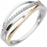 Damen Ring 333 Weiß-/Gelbgold mit 17 Zirkonia weiß | Weißgoldschmuck