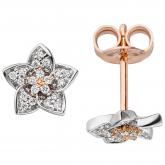 Ohrstecker "Blume" 585 Rot-/Weißgold bicolor mit 40 Brillanten 0,14 ct.