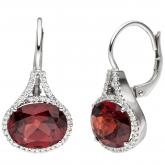 Ohrhänger 585 Weißgold mit Granat rot und 88 Brillanten 0,26 ct. | Edelsteine
