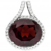 Anhänger 585 Weißgold mit Granat rot und 44 Brillanten 0,18 ct. | Edelsteine