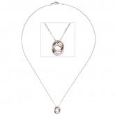 Collier mit Doppel-Ring-Anhänger 375 Weiß-/Rotgold 45 cm | Rosé- und Rotgoldschmuck