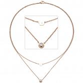 Collier "Krone" 2-reihig Edelstahl/PVD rotgoldfarben mit Zirkonia weiß Collier "Krone" 2-reihig Edelstahl/PVD rotgoldfarben mit Zirkonia weiß