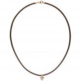Collier Leder taupefarben mit Tropfen-Anhänger 585 Rotgold und Brillanten | Rosé- und Rotgoldschmuck