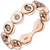 Damen Ring 585 Rotgold mit 9 Brillanten 0,46 ct. braun