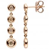 Ohrstecker 585 Rotgold mit 8 Brillanten 0,34 ct. braun